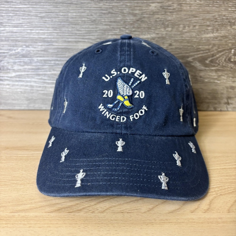 US Open Hat Cap Strap Back Mens‎ Navy Golf Winged Foot 2020 Trophy Embroidered